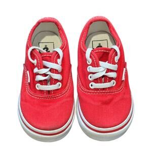 Vans Authentic Red White Lace Up VN000ED9RED Toddler Baby Size 7C 6.5UK 23.5 EUR